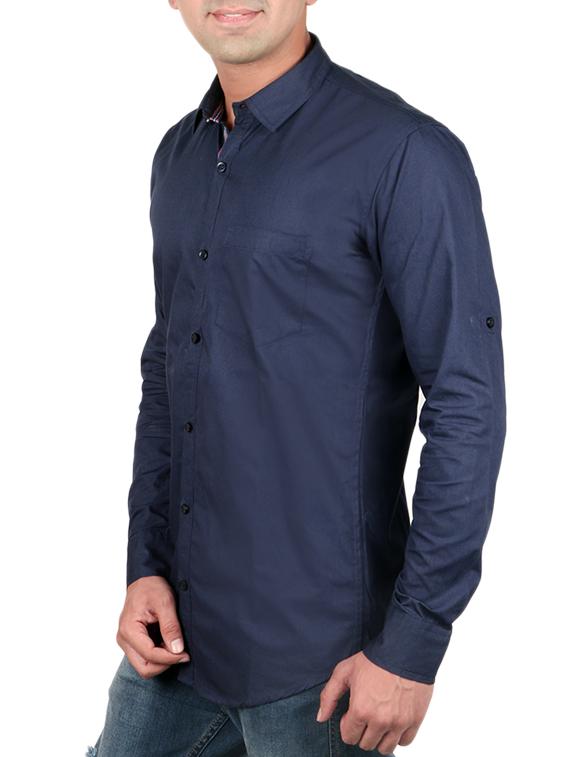 blue cotton casual shirt - 11030296 - Zoom Image - 2