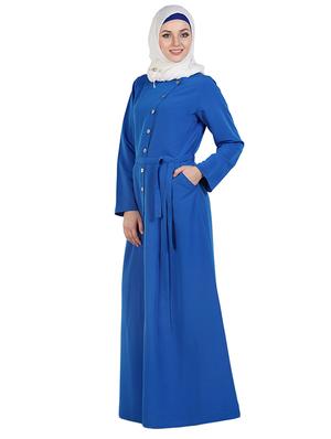 Blue koshibo abaya with waist belt - 11032239 - Standard Image - 2