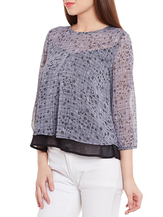 black polyester layered top - 11061453 - Zoom Image - 2