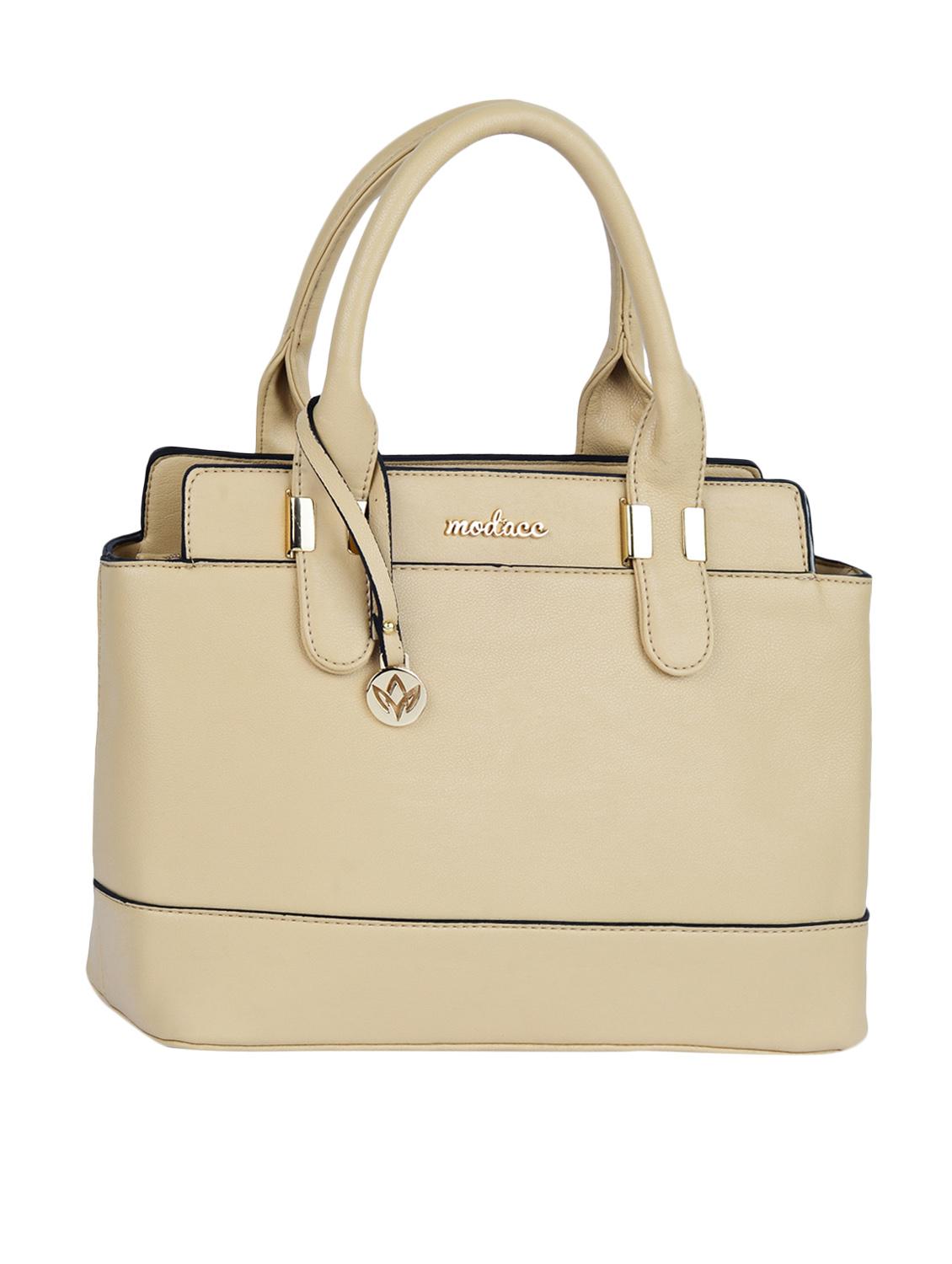Dual Compartment Solid Leatherette Handbag - Mod'acc