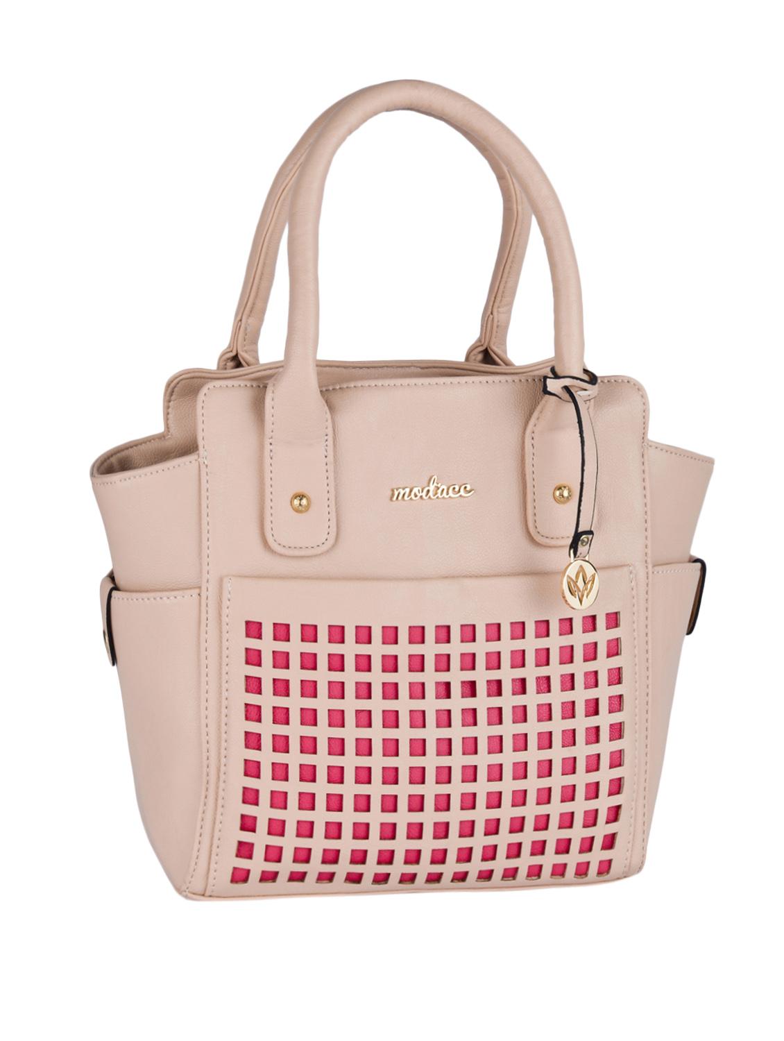 Cut Work Pink Leatherette Handbag - Mod'acc