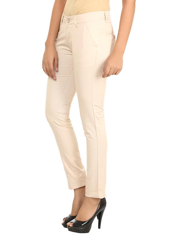 beige cotton lycra trousers - 11085372 - Zoom Image - 2