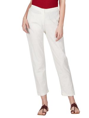 off white cotton peg trousers - 11090006 - Standard Image - 2
