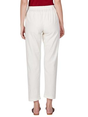off white cotton peg trousers - 11090006 - Standard Image - 5