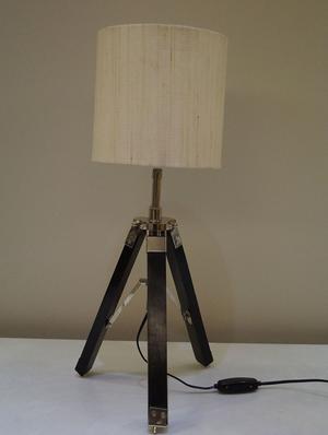 TRIPOD TABLE LAMP IN MANGO WOOD WITH FABRIC SHADE - 11106784 - Standard Image - 2
