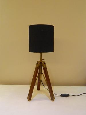 TRIPOD TABLE LAMP IN MANGO WOOD WITH FABRIC SHADE - 11106794 - Standard Image - 2
