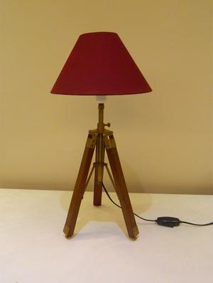 TRIPOD TABLE LAMP IN MANGO WOOD WITH FABRIC SHADE - 11106803 - Standard Image - 2