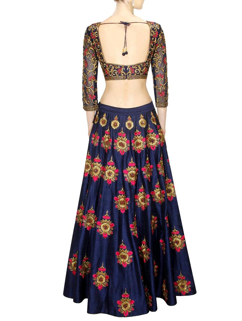 blue color, art silk embroidered lehenga material - 11107537 - Zoom Image - 2
