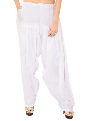 white cotton patiyala salwars - 11120050 - Standard Image - 5