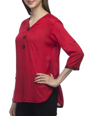 v-neck solid tunic - 11121023 - Standard Image - 2