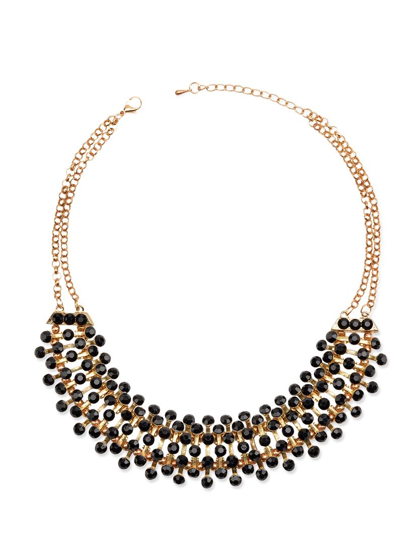 Black, Gold Metal Choker Necklace - By