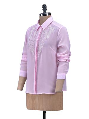 Pink Concealed Placket Embellished Top - 1113224 - Standard Image - 2