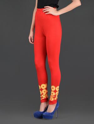 red knitted cotton lycra leggings - 1114811 - Standard Image - 2