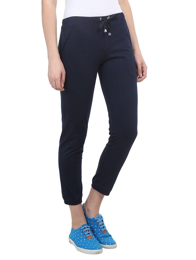navy blue cotton track pants - 11176503 - Zoom Image - 2