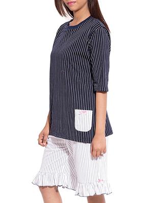 striped tee with capri nightwear set - 11179525 - Standard Image - 2