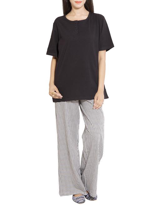 round neck top with printed pajama - 11181149 - Standard Image - 1