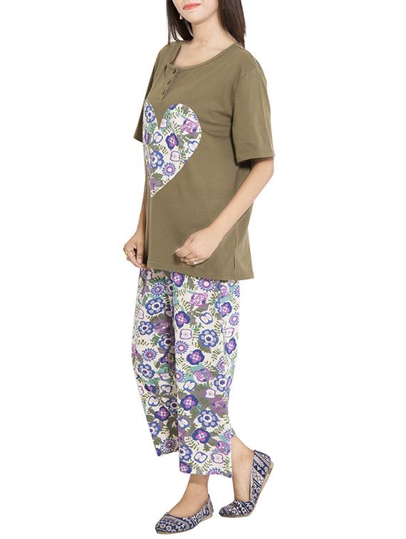 multicolored cotton knits nightwear set - 11181152 - Zoom Image - 2