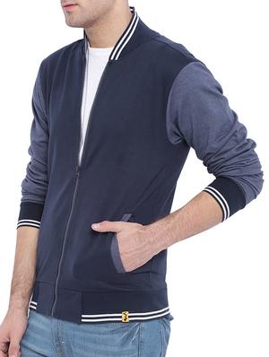 navy blue cotton bomber jacket - 11199369 - Standard Image - 2