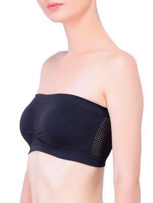 mesh back ruched detail tube bra - 11218379 - Standard Image - 2