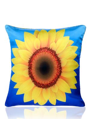 blue and yellow poly silk floral print cushion cover (set of 5) - 11221191 - Standard Image - 2