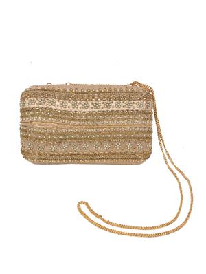 beige faux silk embellished clutch - 11233394 - Standard Image - 2
