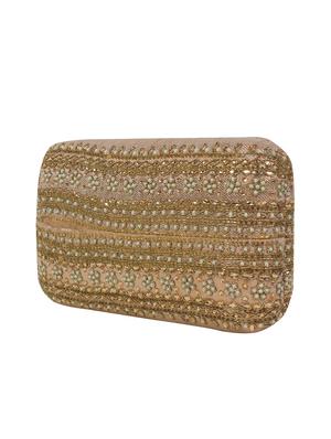 beige faux silk embellished clutch - 11233394 - Standard Image - 5