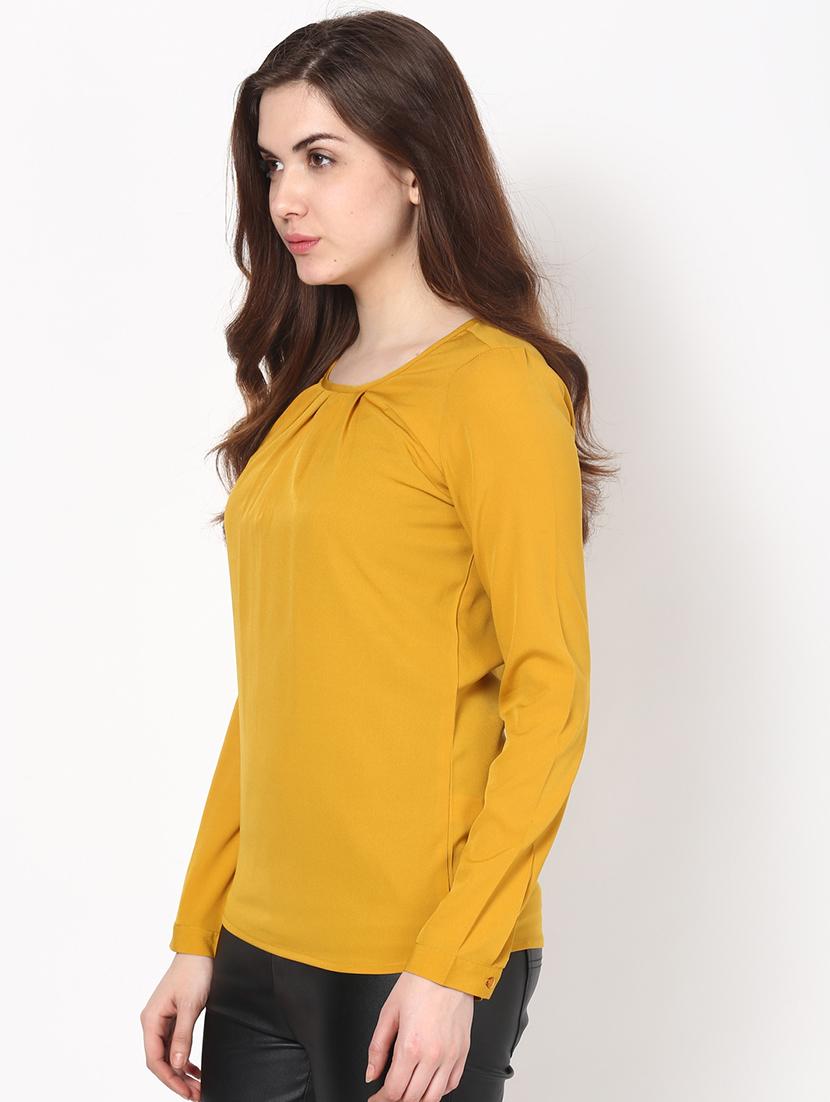 plain round neck polycrepe top - 1125049 - Zoom Image - 2