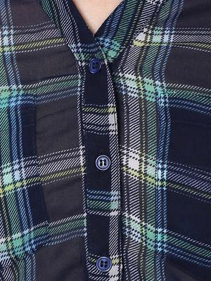 checks printed mandarin collar polygeorgette top - 1125095 - Standard Image - 5