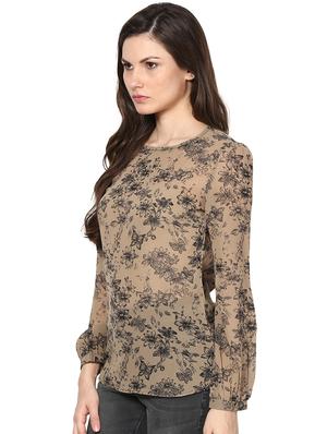floral printed round neck polygeorgette top - 1125173 - Standard Image - 2