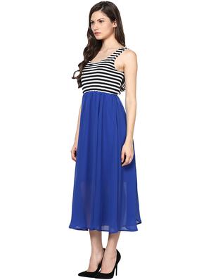 stripes printed sleeveless georgette dress - 1125244 - Standard Image - 2