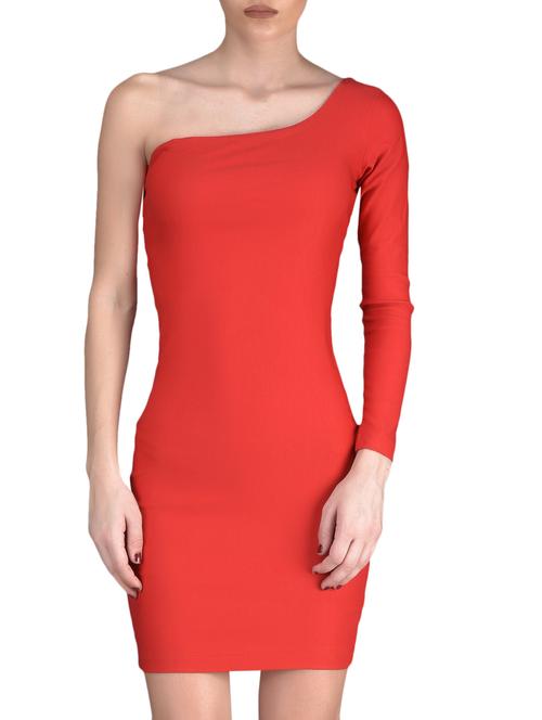 Red plain and lycra bodycon dress - 1125871 - Standard Image - 1