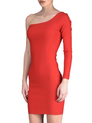 Red plain and lycra bodycon dress - 1125871 - Standard Image - 2