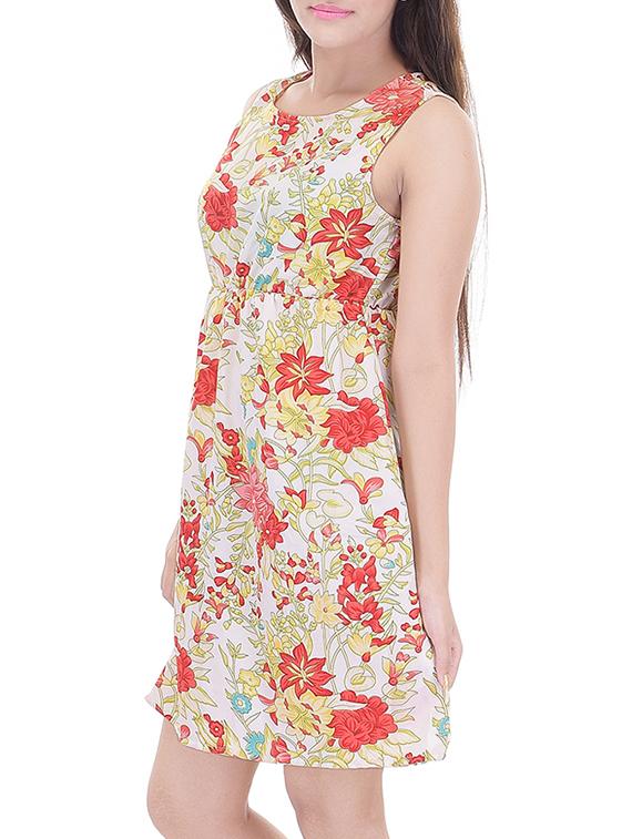 white floral print crepe dress - 11260793 - Zoom Image - 2