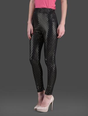 printed polyknit spandex black leggings - 1126230 - Standard Image - 2