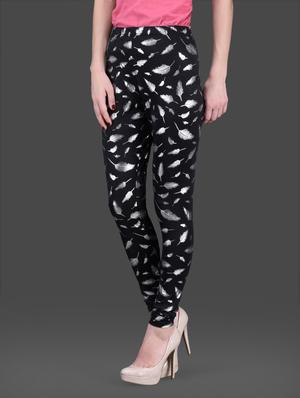 Leaf printed polyknit spandex leggings - 1126302 - Standard Image - 2