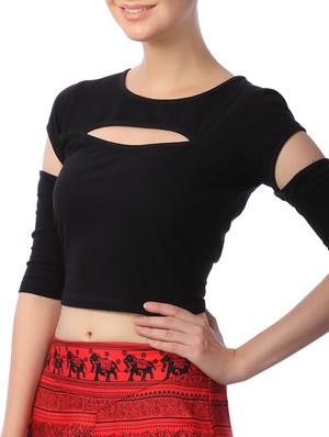 black cotton crop top - 11269478 - Standard Image - 2