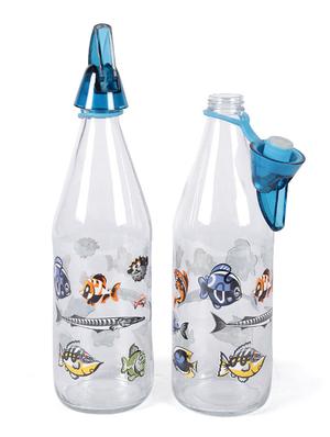 set of 2 transparent printed glass bottles - 11271774 - Standard Image - 2