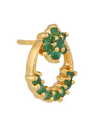 green embellished brass studs earrings - 11275731 - Standard Image - 2