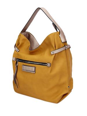 front zipper yellow leatherette handbag - 1128449 - Standard Image - 5