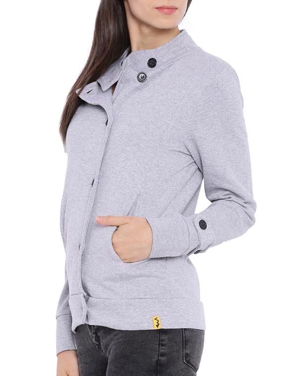 solid grey cotton buttoned jacket - 11284510 - Zoom Image - 2