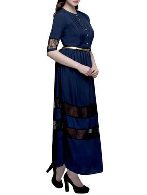 Lace insert belted maxi dress - 11285763 - Standard Image - 2