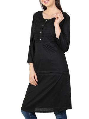 black rayon solid kurta - 11294603 - Standard Image - 2