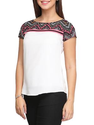 curved hem round neck top - 11300045 - Standard Image - 2
