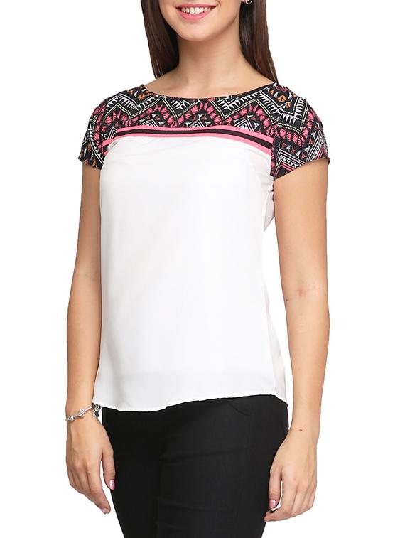 curved hem round neck top - 11300045 - Zoom Image - 2