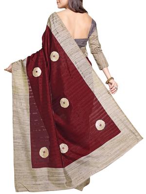 red beige color, art silk saree with blouse - 11301983 - Standard Image - 2