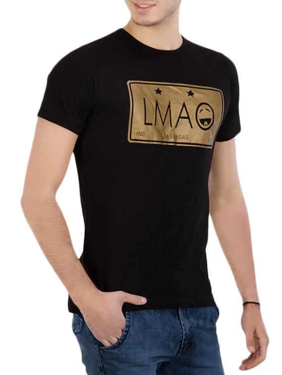 black cotton chest print tshirt - 11305388 - Zoom Image - 2
