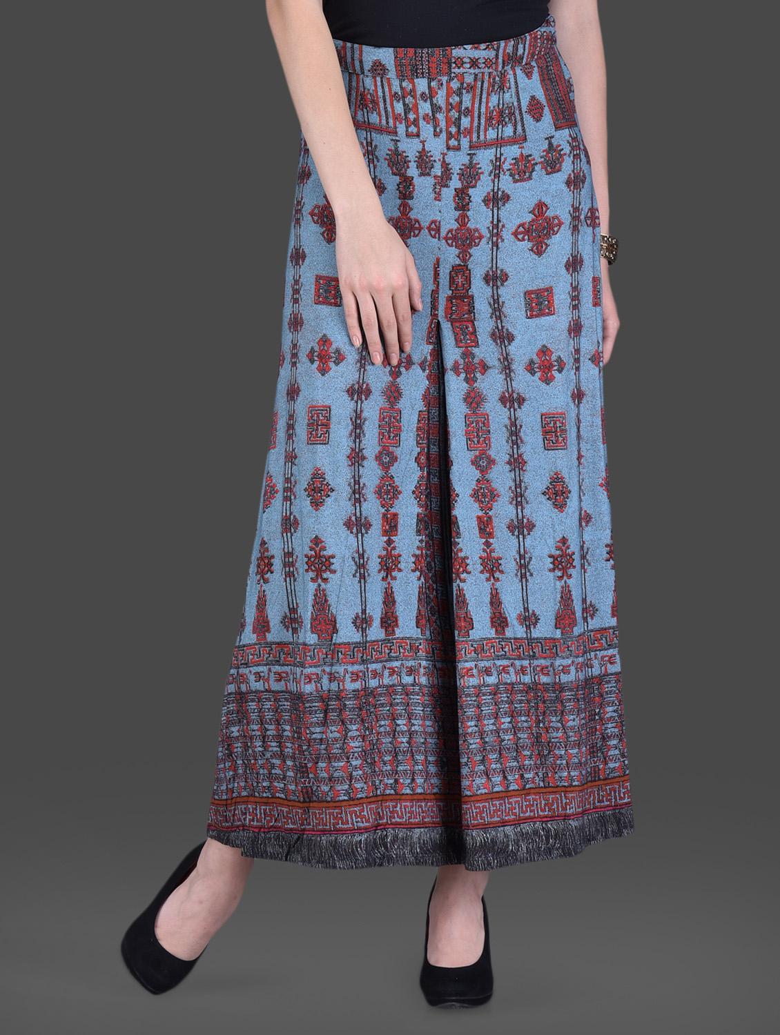 Printed Blue Maxi Skirt - LABEL Ritu Kumar