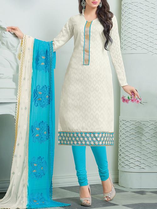 white cotton dress material - 11333487 - Standard Image - 1