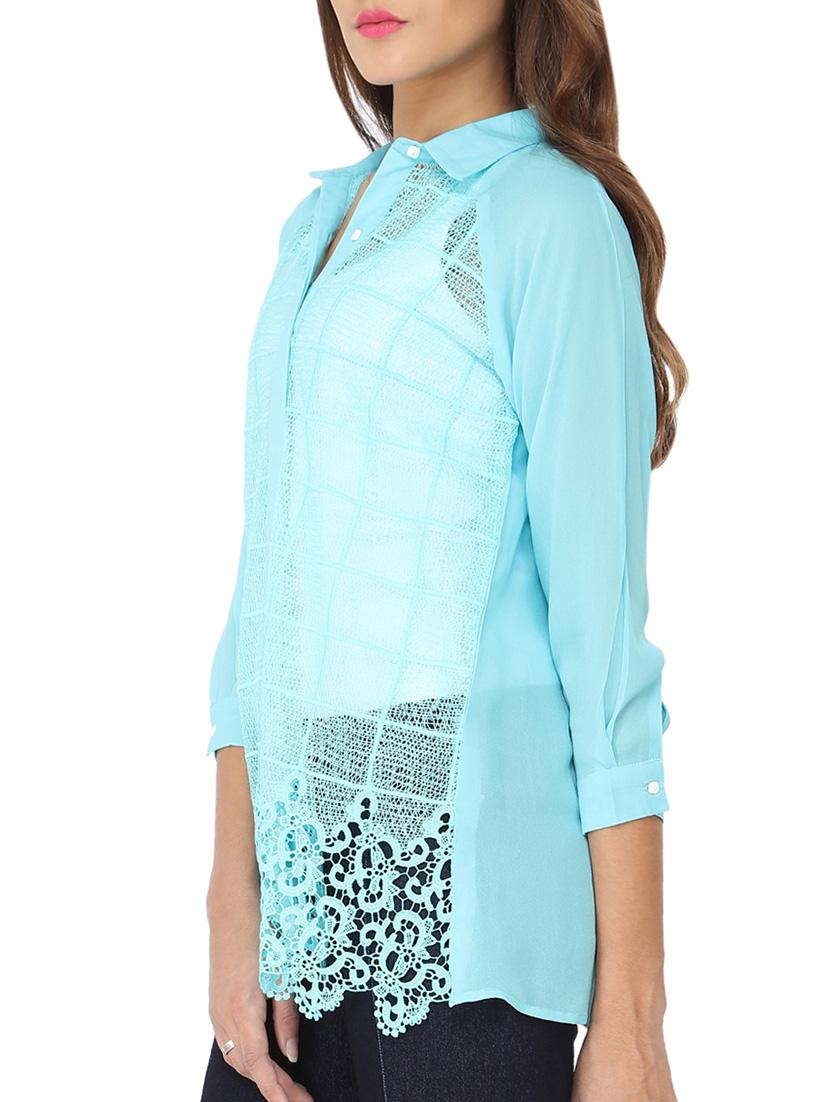 light blue georgette regular shirt - 11335586 - Zoom Image - 2