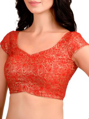 red cotton brocade blouse - 11343436 - Standard Image - 2